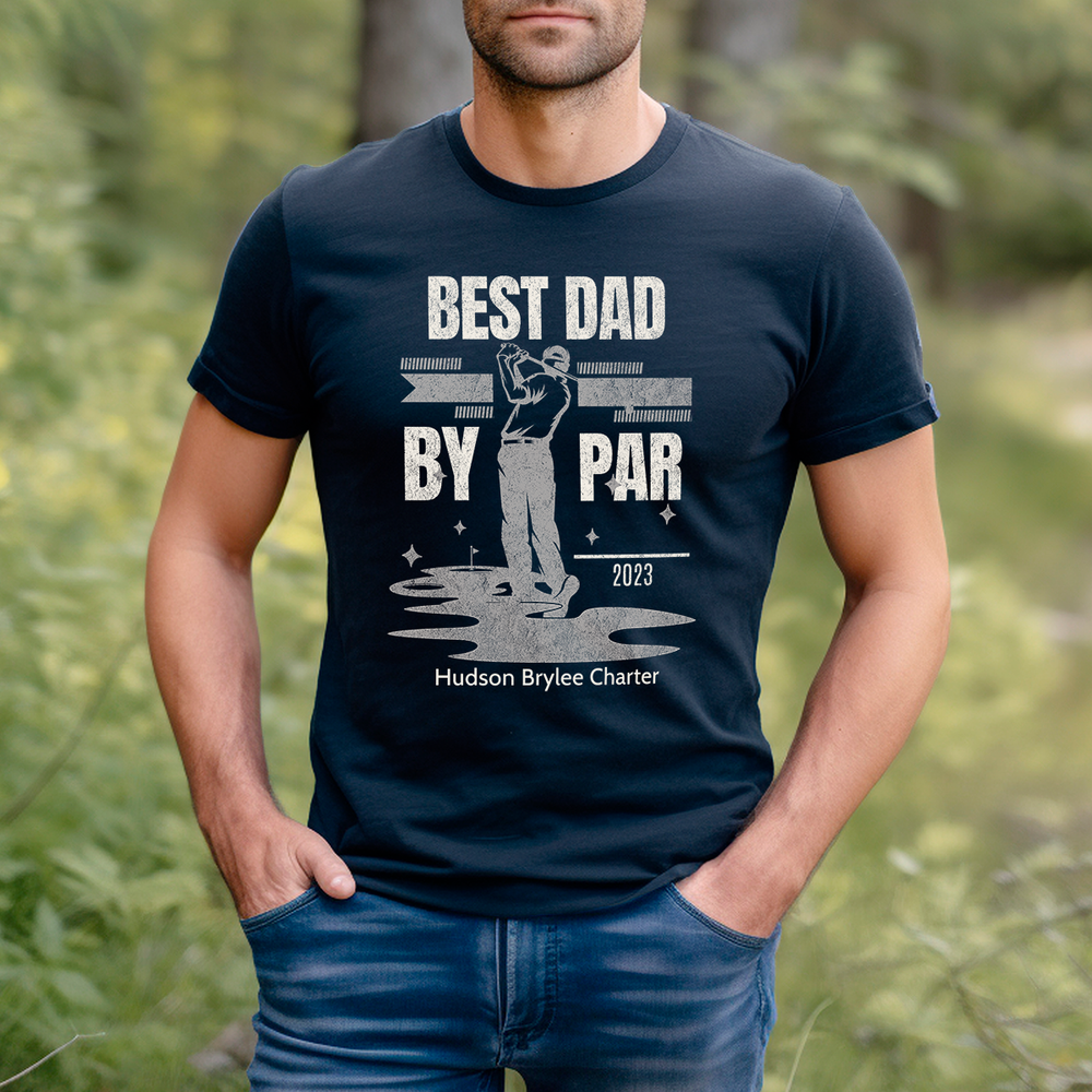 Dad Tshirt Golf best dad by par personalize with kids names