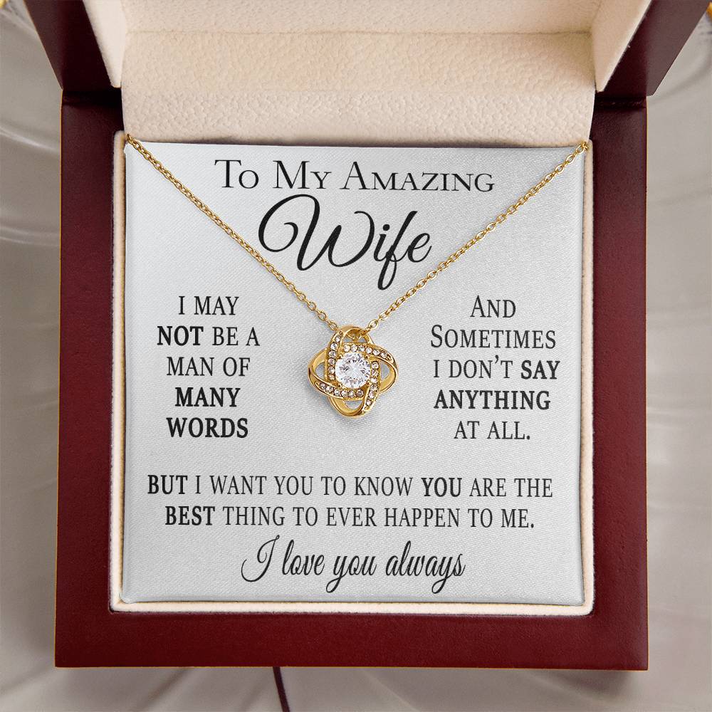 Not A Man Of Many Words Wife Card And Necklace Gift Set