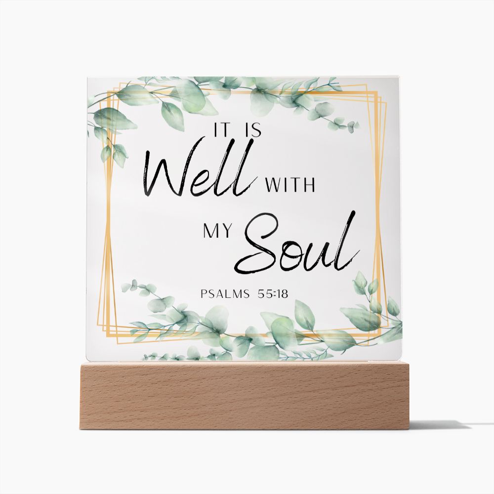 It Is Well With My Soul Christian Home Acrylic Sign With Wooden Base