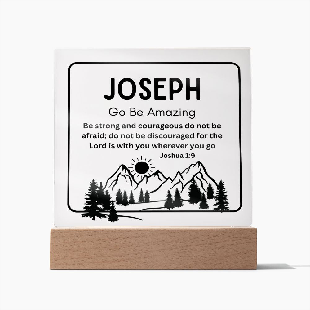 Custom Name Go Be Amazing Christian Home Acrylic Sign With Wooden Base