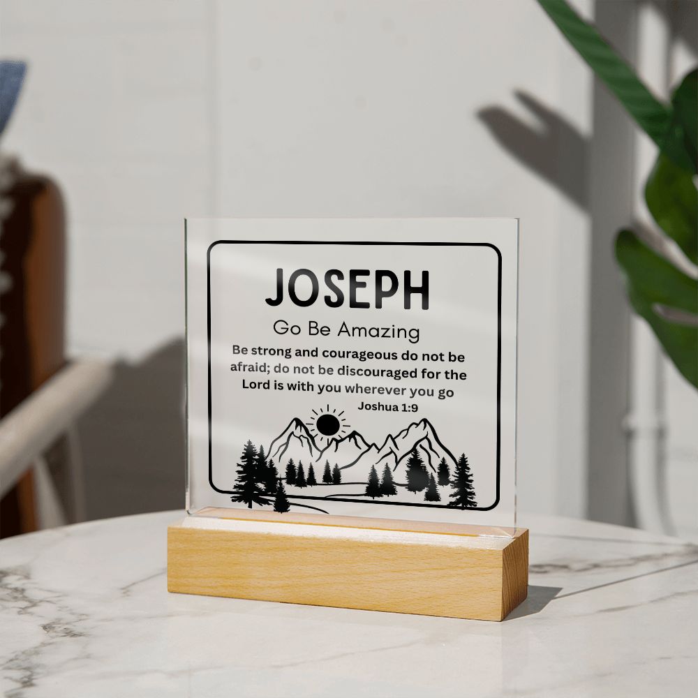 Custom Name Go Be Amazing Christian Home Acrylic Sign With Wooden Base