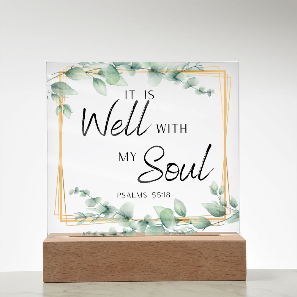 It Is Well With My Soul Christian Home Acrylic Sign With Wooden Base
