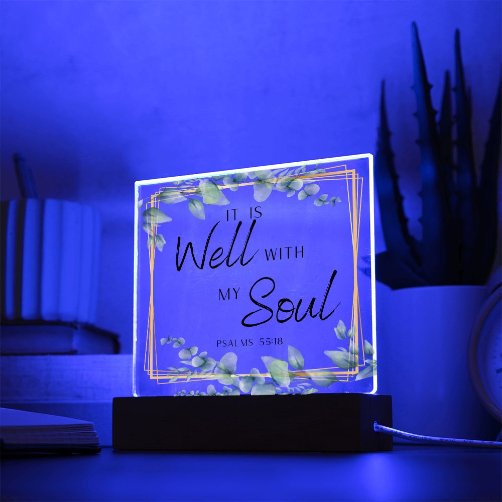 It Is Well With My Soul Christian Home Acrylic Sign With Wooden Base
