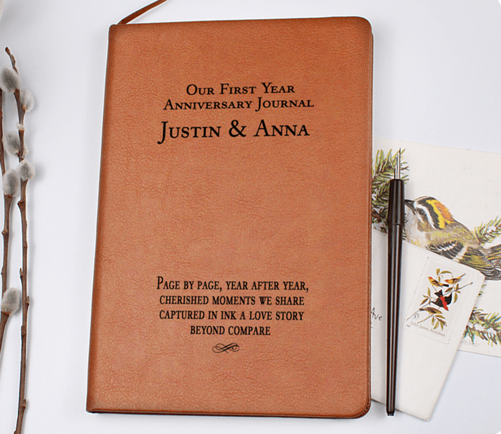 Premium Leather Anniversary Journal gift for our first year wedding shower