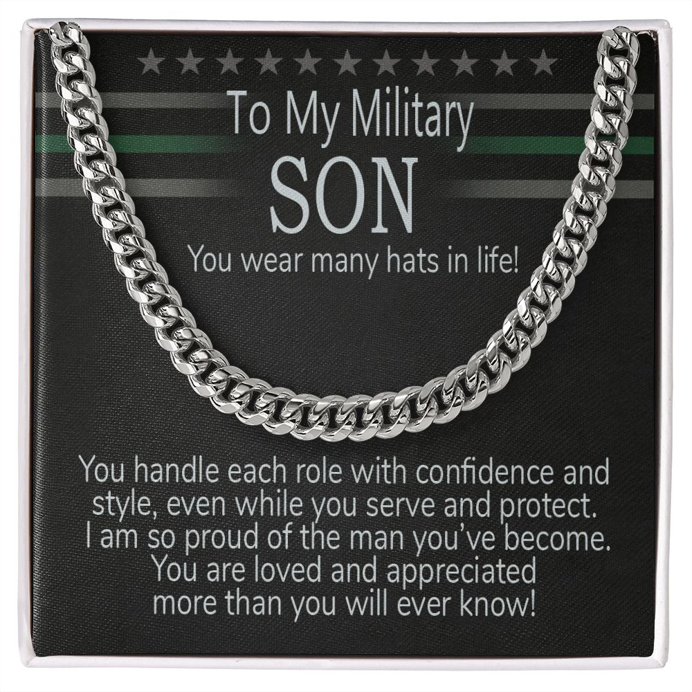 Military Son cuban chain birthday gift birthday