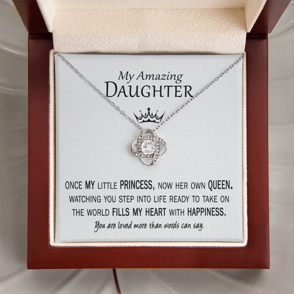Graduation gift for daughter princess to queen from dad white gold necklace and card