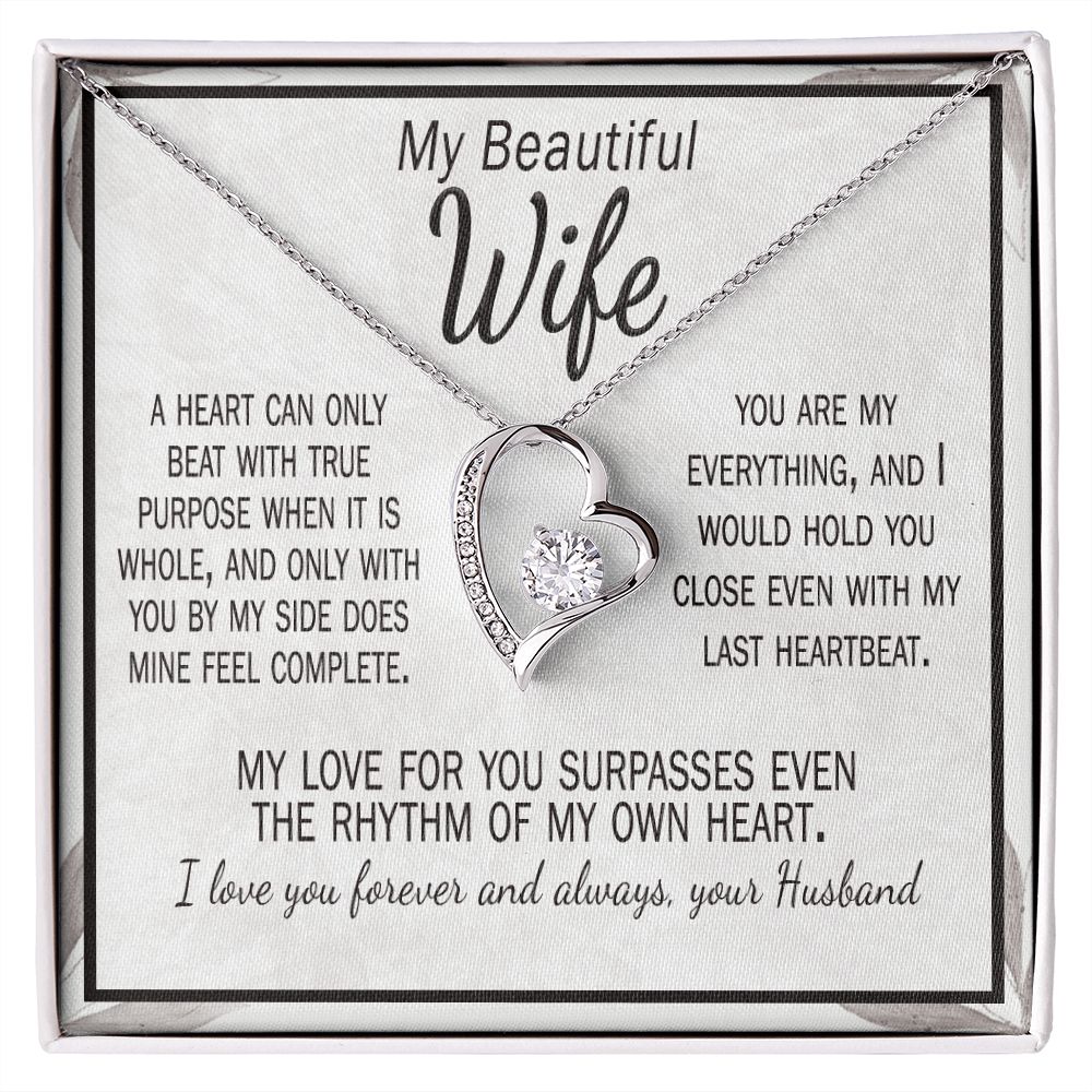 birthday gift card for wife with heart pendant from husband