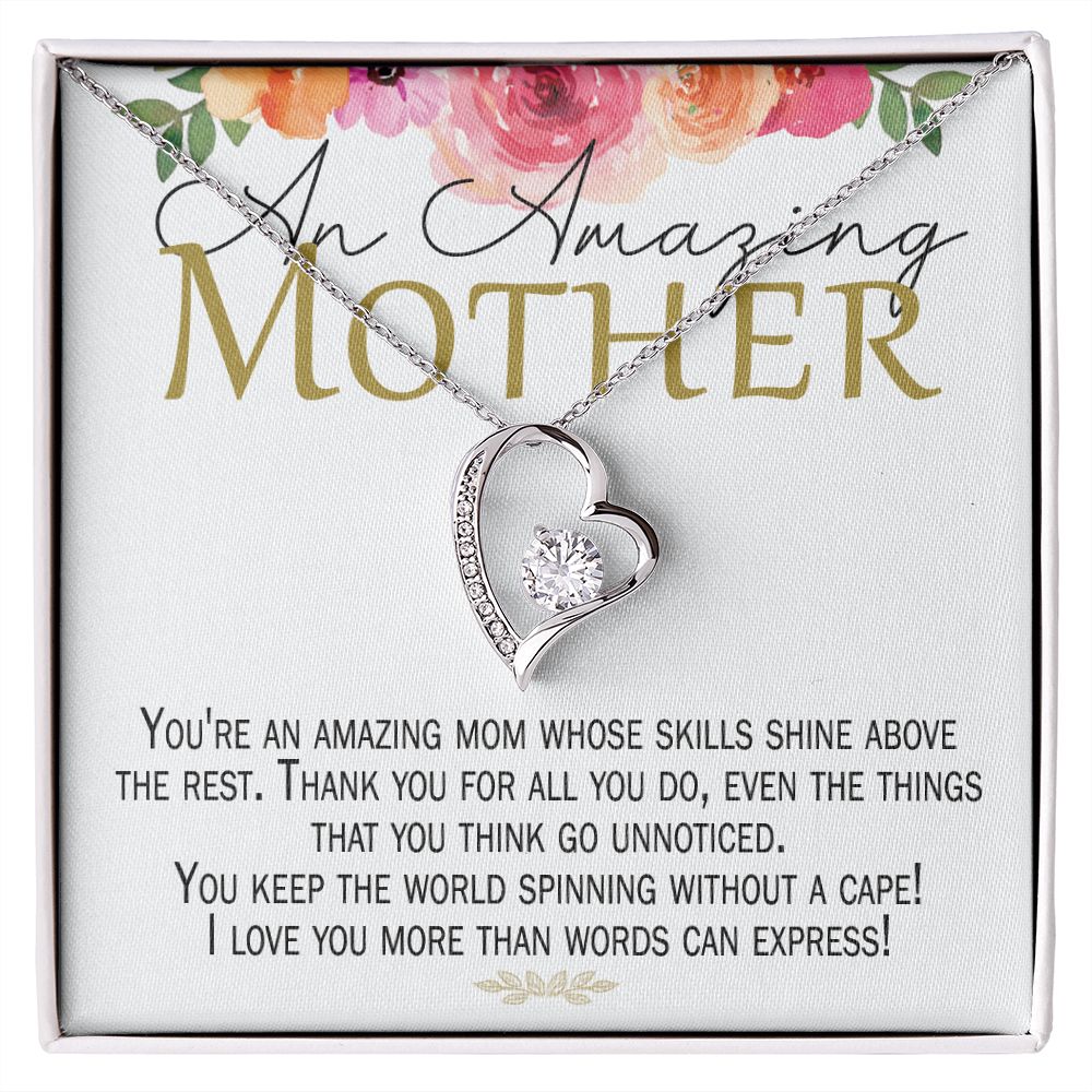 Mother's day Gift for Mom Card and gold Necklace from daughter son
