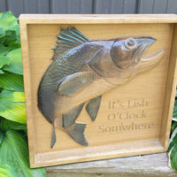 Load image into Gallery viewer, Fish Sign 3D Carved Wooden Hand Painted | Cabin Lake House Decor
