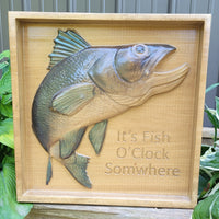 Load image into Gallery viewer, Fish Sign 3D Carved Wooden Hand Painted | Cabin Lake House Decor
