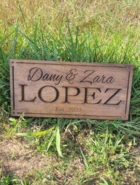 Load image into Gallery viewer, Custom Last Name Sign | Personalized Established Wood Sign

