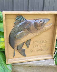 Load image into Gallery viewer, Fish Sign 3D Carved Wooden Hand Painted | Cabin Lake House Decor
