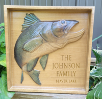 Load image into Gallery viewer, Fish Sign 3D Carved Wooden Hand Painted | Cabin Lake House Decor
