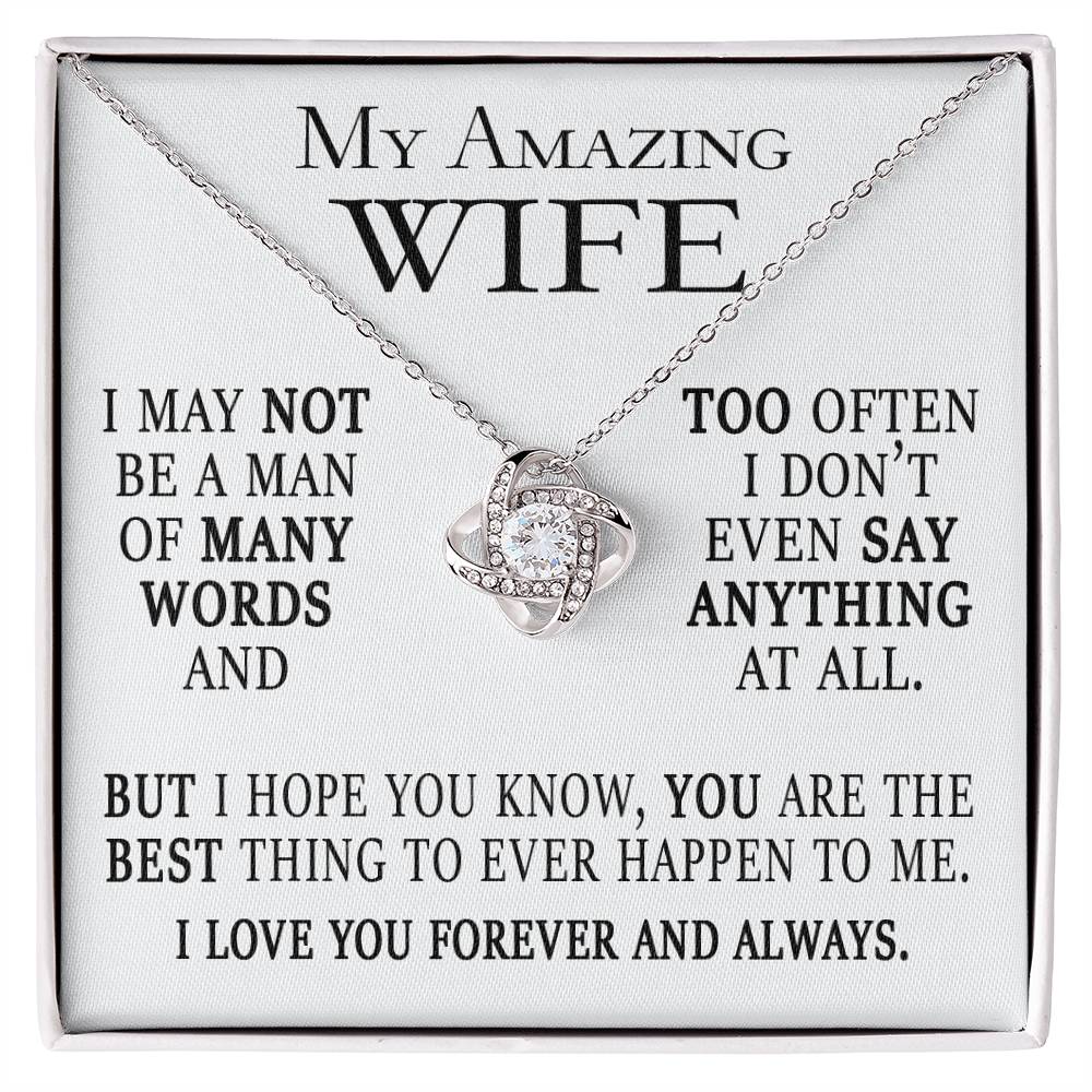Not A Man Of Many Words Wife Gift Card And Necklace