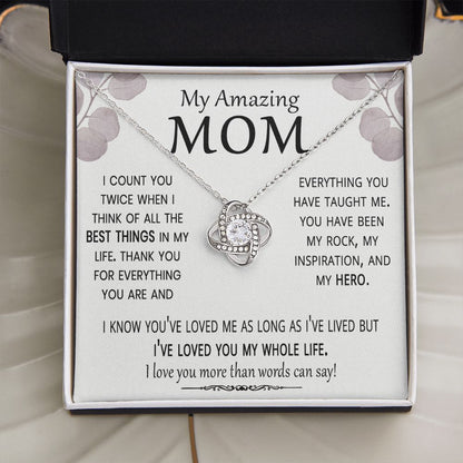 I Count You Twice Gift for Mom Necklace and Card