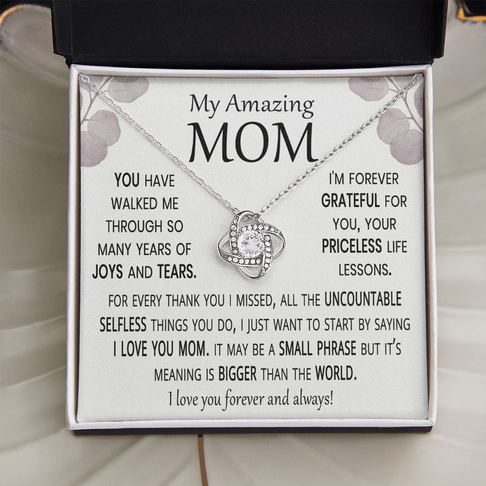 My Whole World, My Mom- Mother's Day Gift from Son to Mom/Mother's Day Gift from Daughter to Mom - 14K White Gold Finish / Standard Box