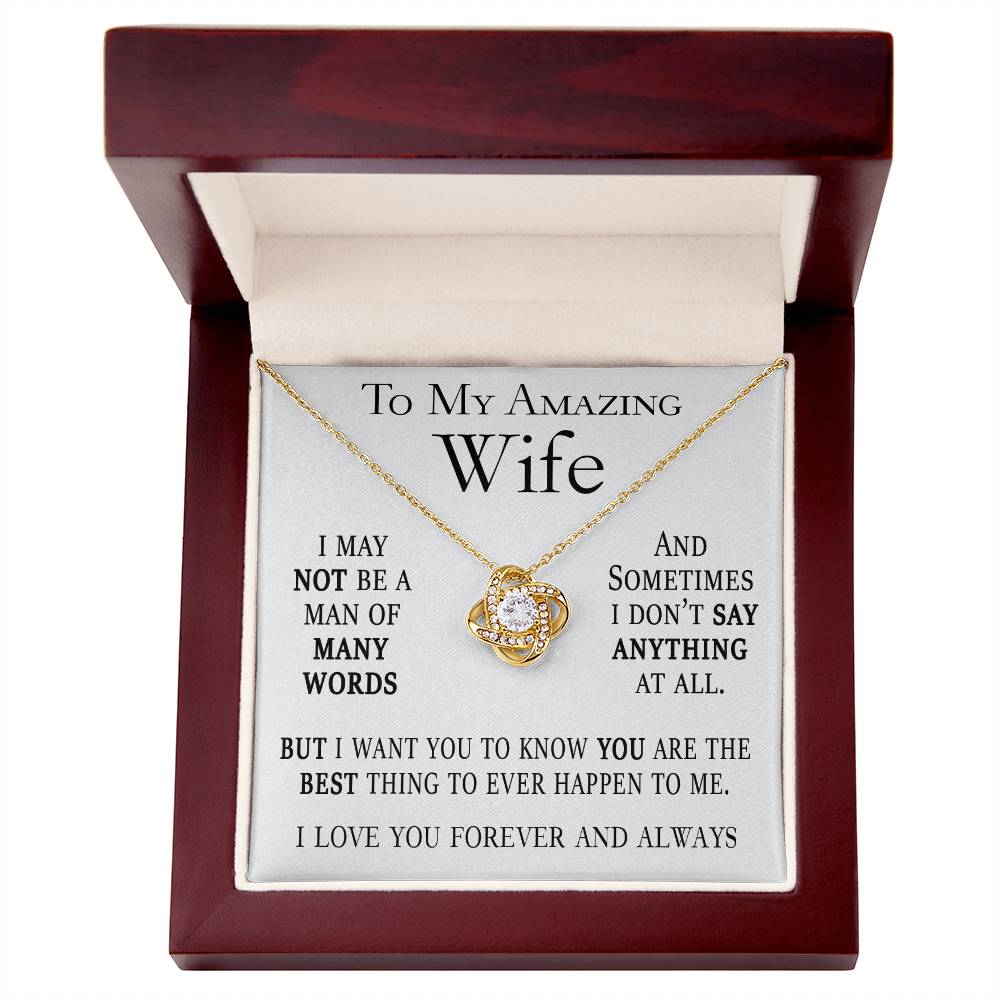 Not A Man Of Many Words Wife Card And Necklace Gift Set