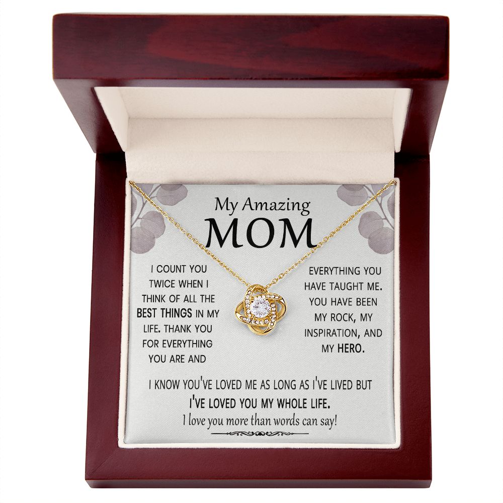 I Count You Twice Gift for Mom Necklace and Card