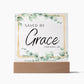 Saved By Grace Christian Home Acrylic Sign With Wooden Base