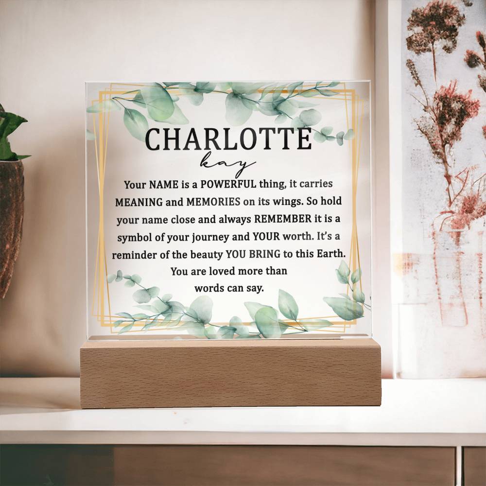 Your Name Has Meaning Personalized Name Sign Green Gold