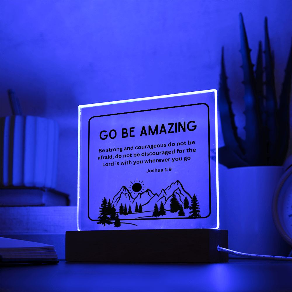 Go Be Amazing Mountains Christian Home Acrylic Sign With Wooden Base