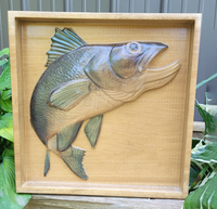 Load image into Gallery viewer, Fish Sign 3D Carved Wooden Hand Painted | Cabin Lake House Decor
