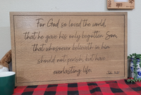 Load image into Gallery viewer, Carved Wooden Sign John 3:16

