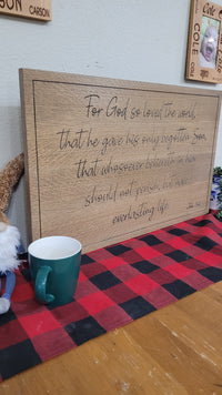 Load image into Gallery viewer, Carved Wooden Sign John 3:16
