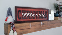Load image into Gallery viewer, Custom Solid Wood Carved Merry Christmas Sign | Home Decor Traditional Cabin
