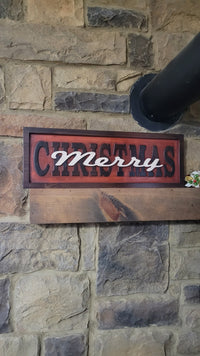 Load image into Gallery viewer, Custom Solid Wood Carved Merry Christmas Sign | Home Decor Traditional Cabin
