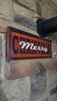 Load image into Gallery viewer, Custom Solid Wood Carved Merry Christmas Sign | Home Decor Traditional Cabin
