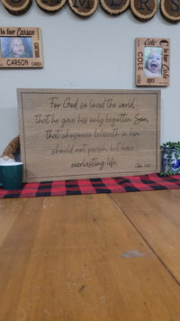 Load image into Gallery viewer, Carved Wooden Sign John 3:16
