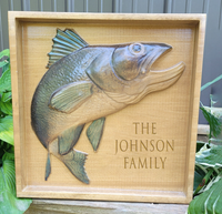 Load image into Gallery viewer, Fish Sign 3D Carved Wooden Hand Painted | Cabin Lake House Decor
