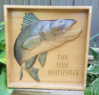Load image into Gallery viewer, Fish Sign 3D Carved Wooden Hand Painted | Cabin Lake House Decor
