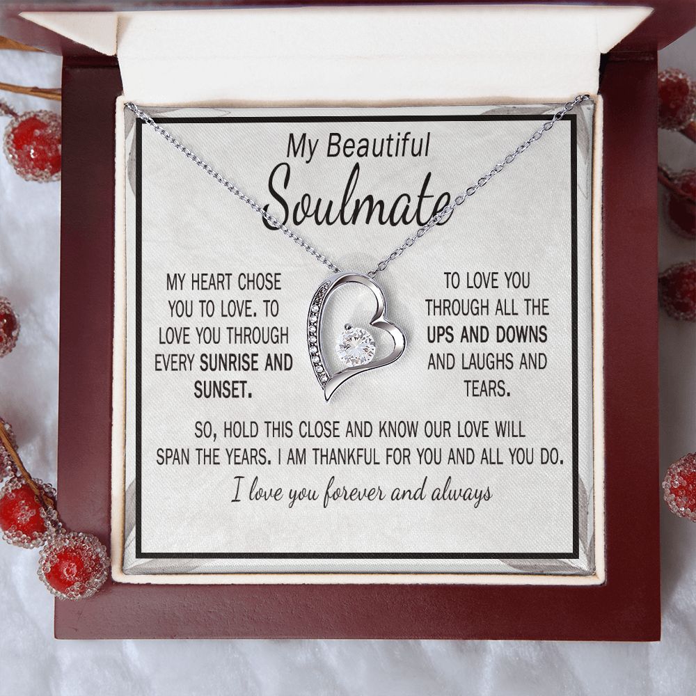 Sunrise and Sunset Soulmate Card & Heart Necklace