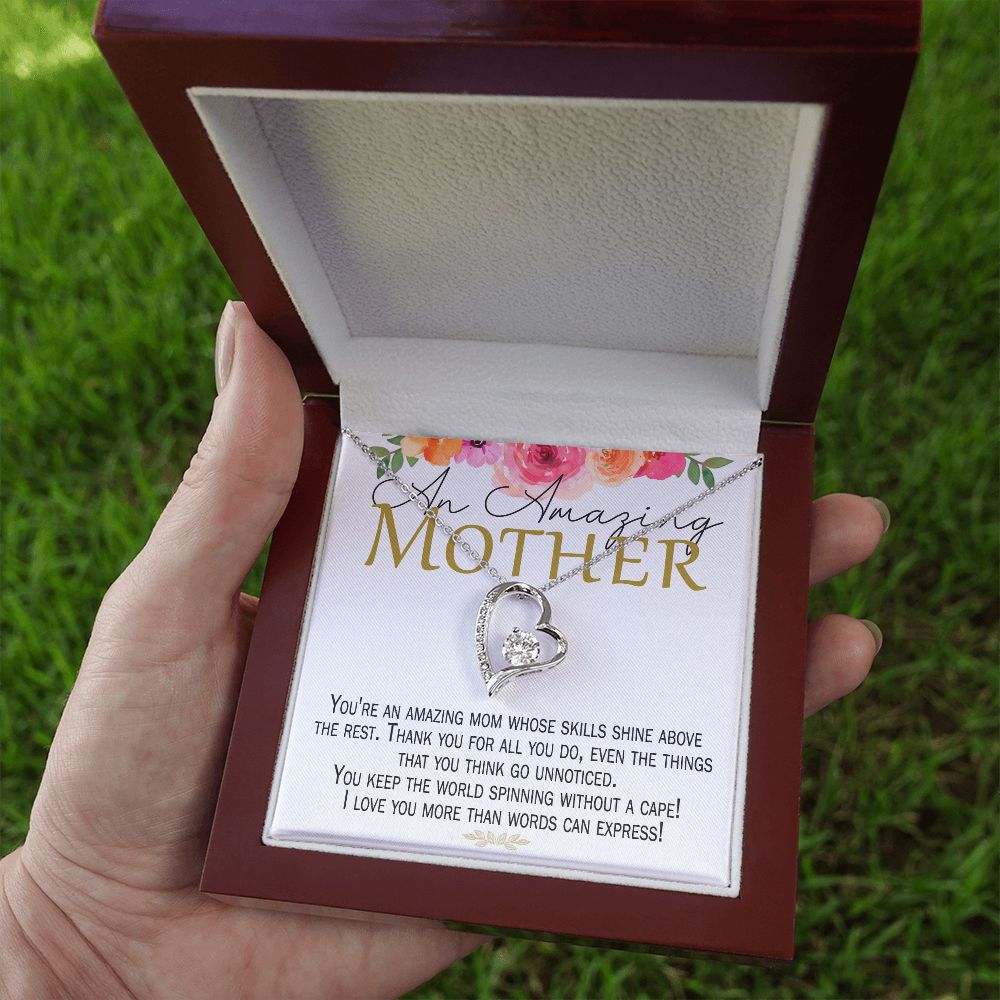 Sentimental Gifts for Mom - Necklace for Mom, 14K White Gold Finish