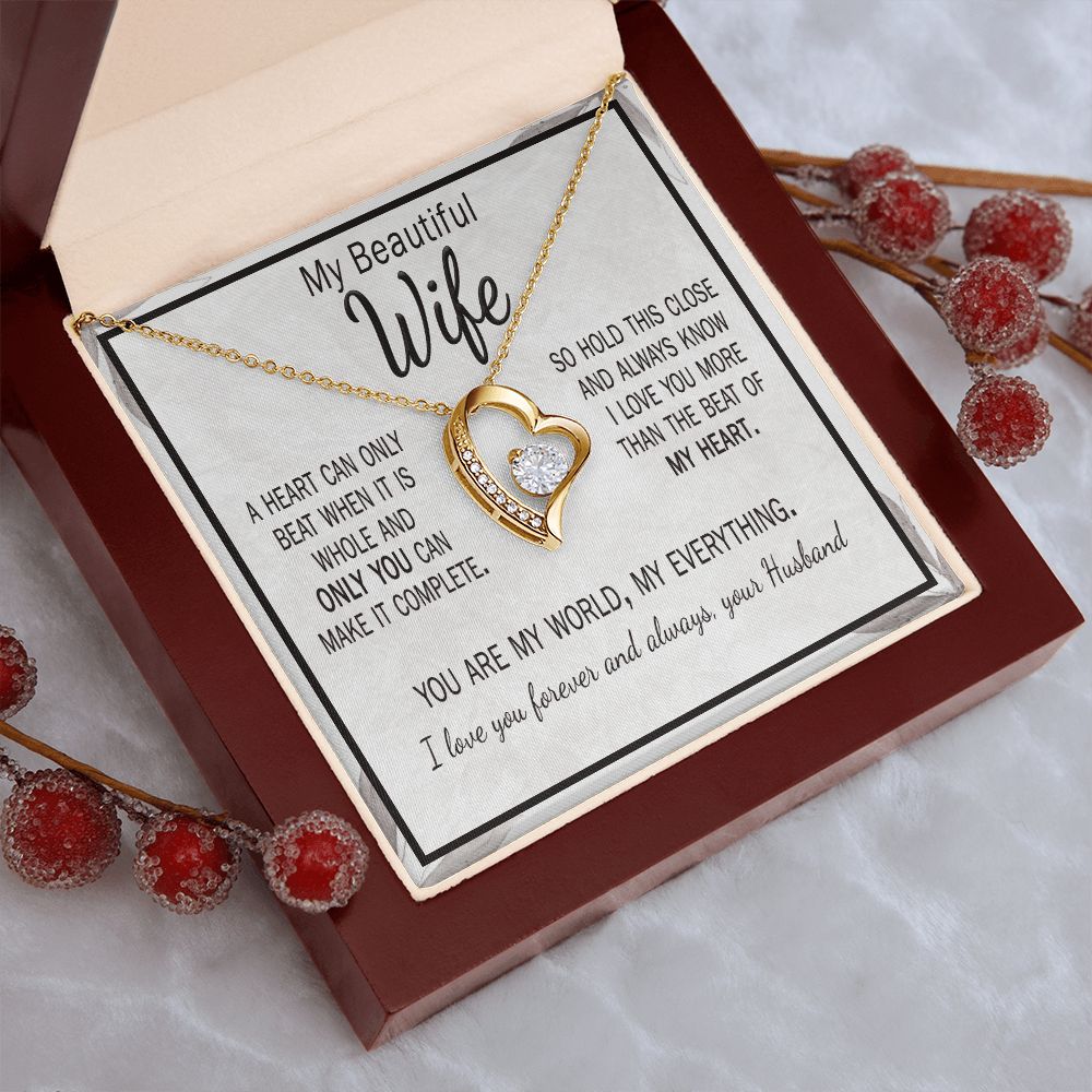 More Than My Heart Beat Wife Card & Heart Necklace