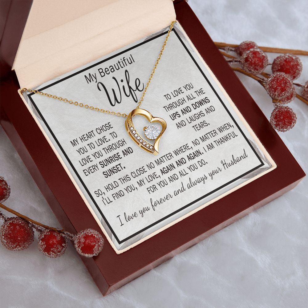 To My Beautiful Wife Necklace from Husband, Love Knot Message Card Hub –  Starcove Fashion