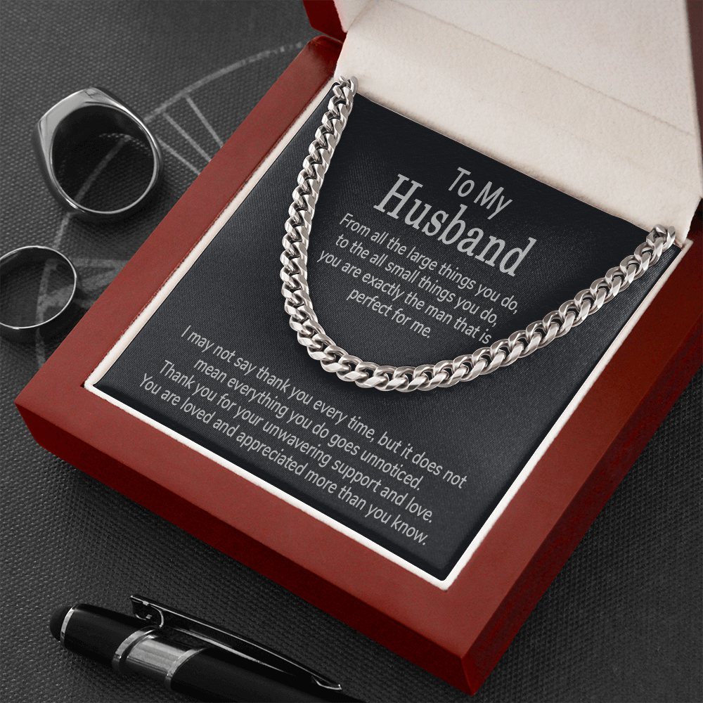 Necklace gift for husband from wife cuban chain birthday gift