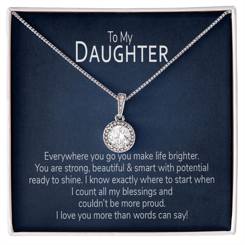 Birthday Gift for Daughter Necklace and card couldn't be more proud