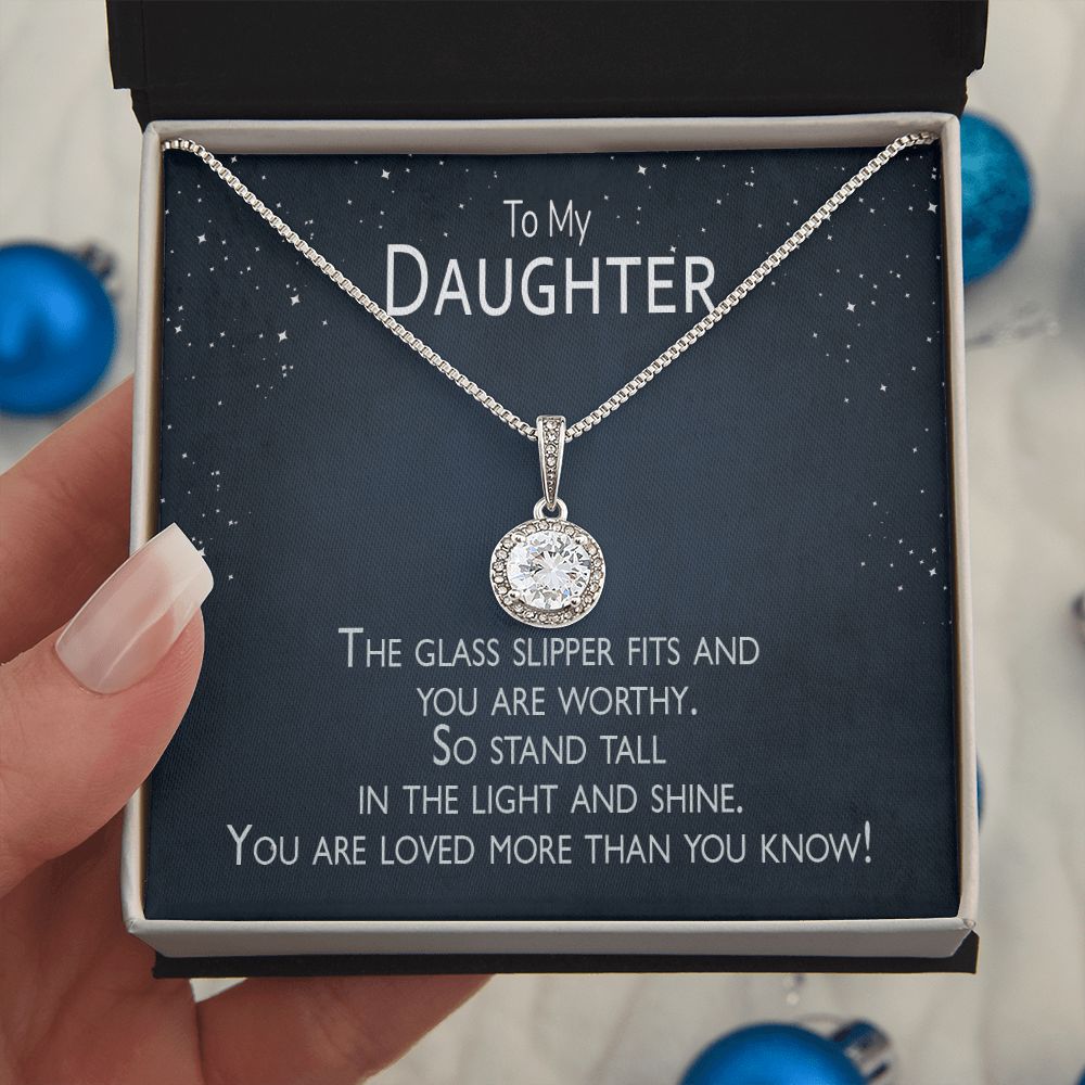 The Glass Slipper Fits Daughter Card & Necklace Sparkles