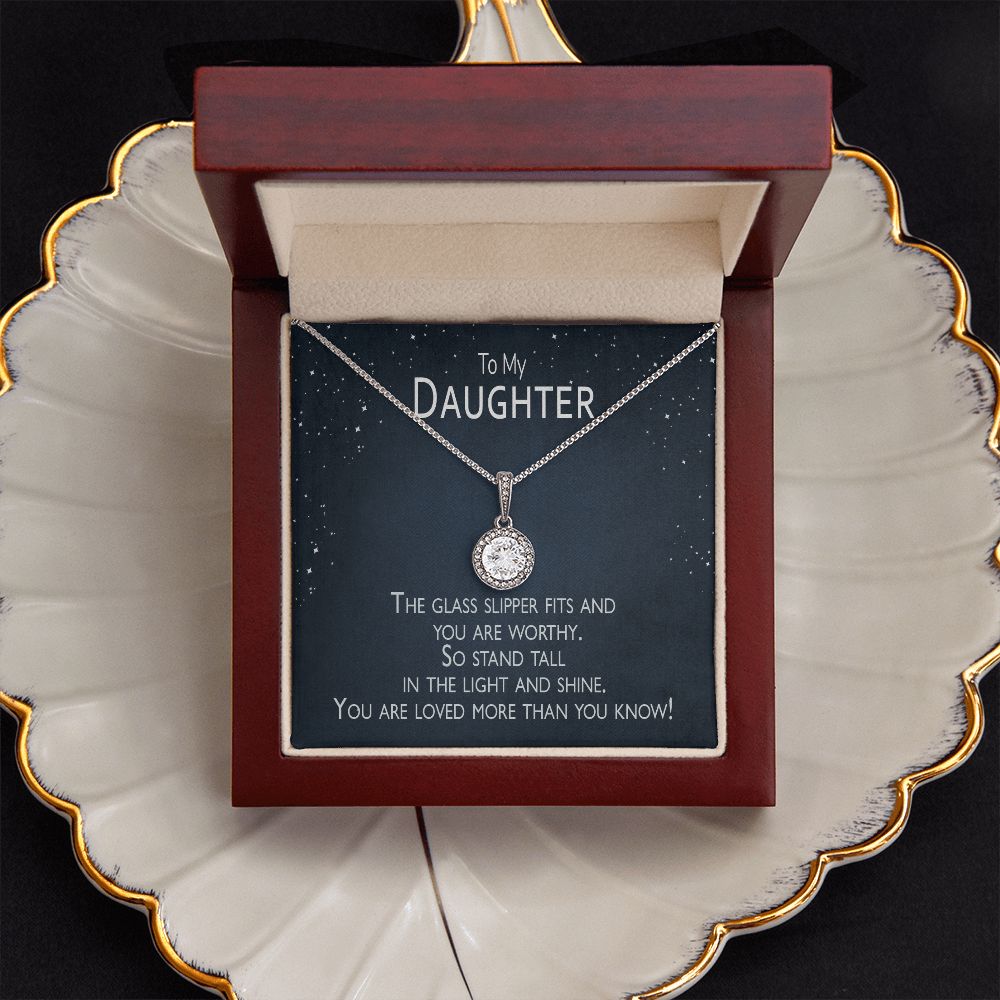 The Glass Slipper Fits Daughter Card & Necklace Sparkles