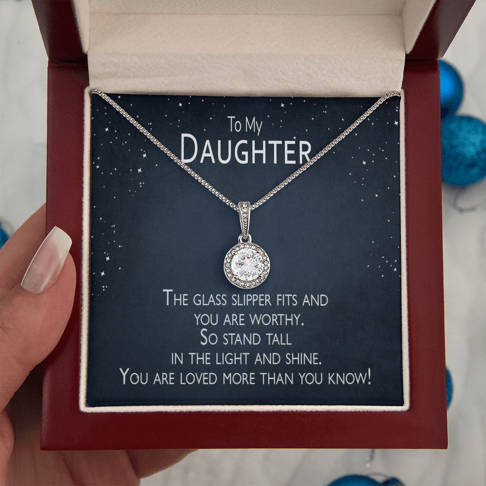 The Glass Slipper Fits Daughter Card & Necklace Sparkles