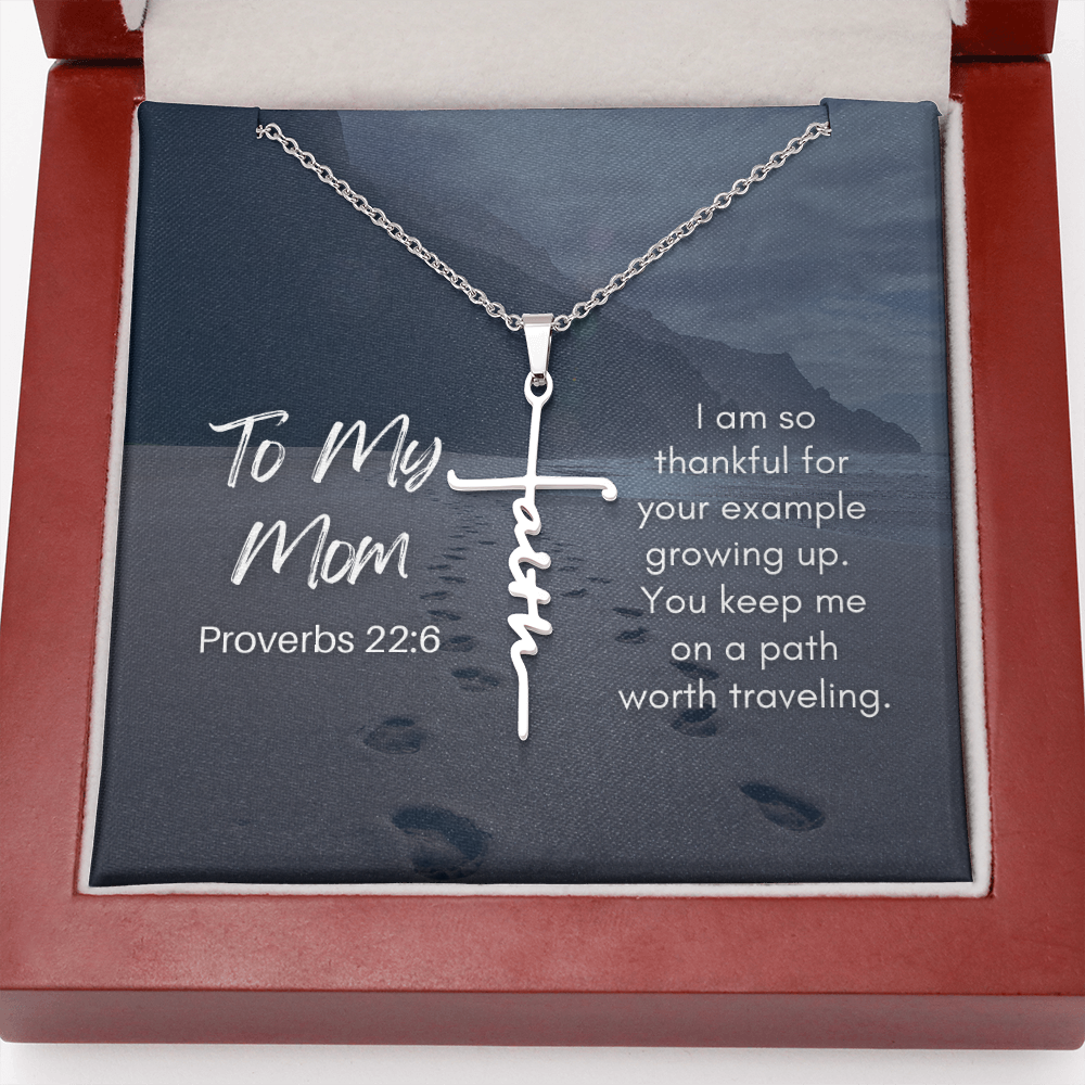 gift for Christian mom with card and cross necklace for Christmas