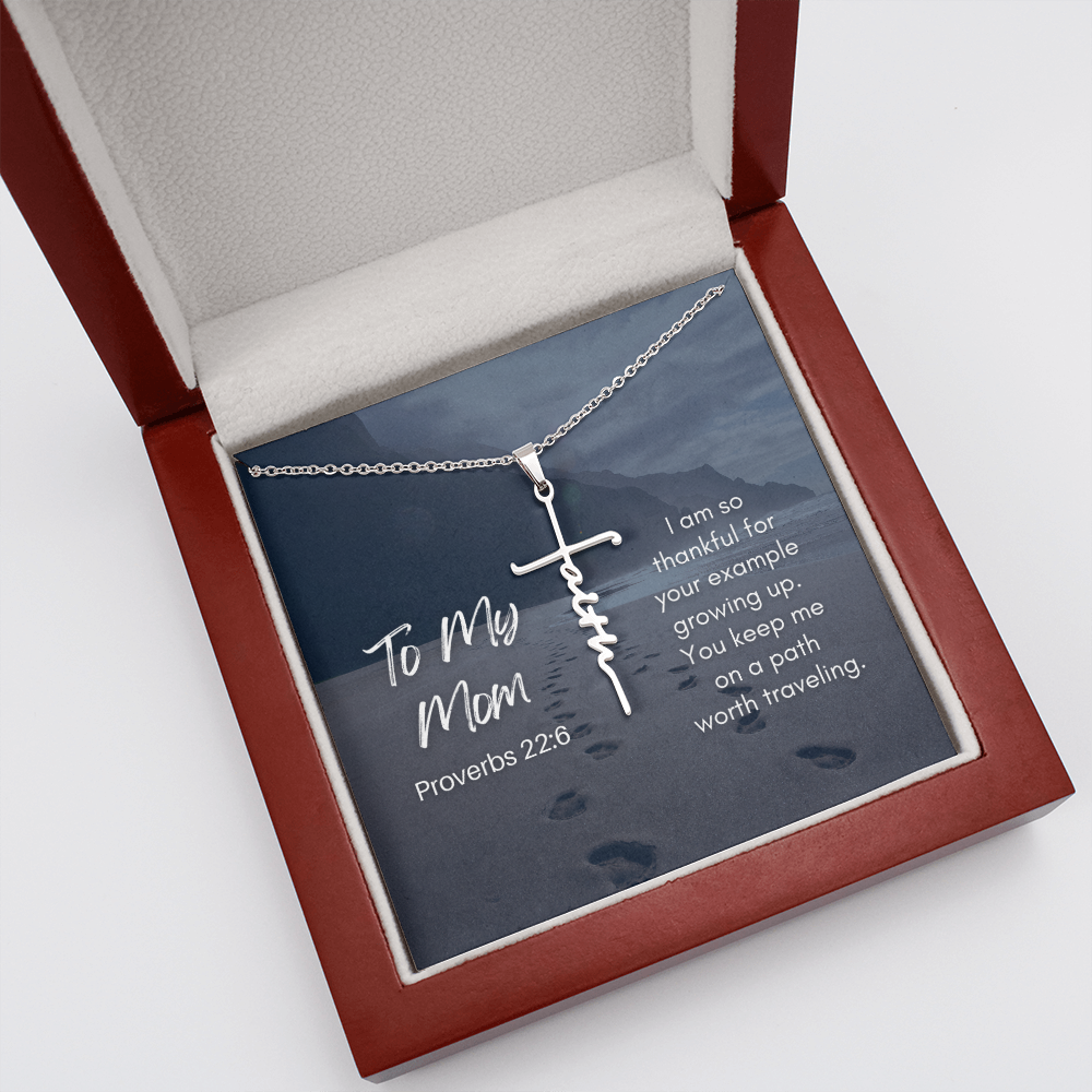 special gift for christian mom with cross necklace and card