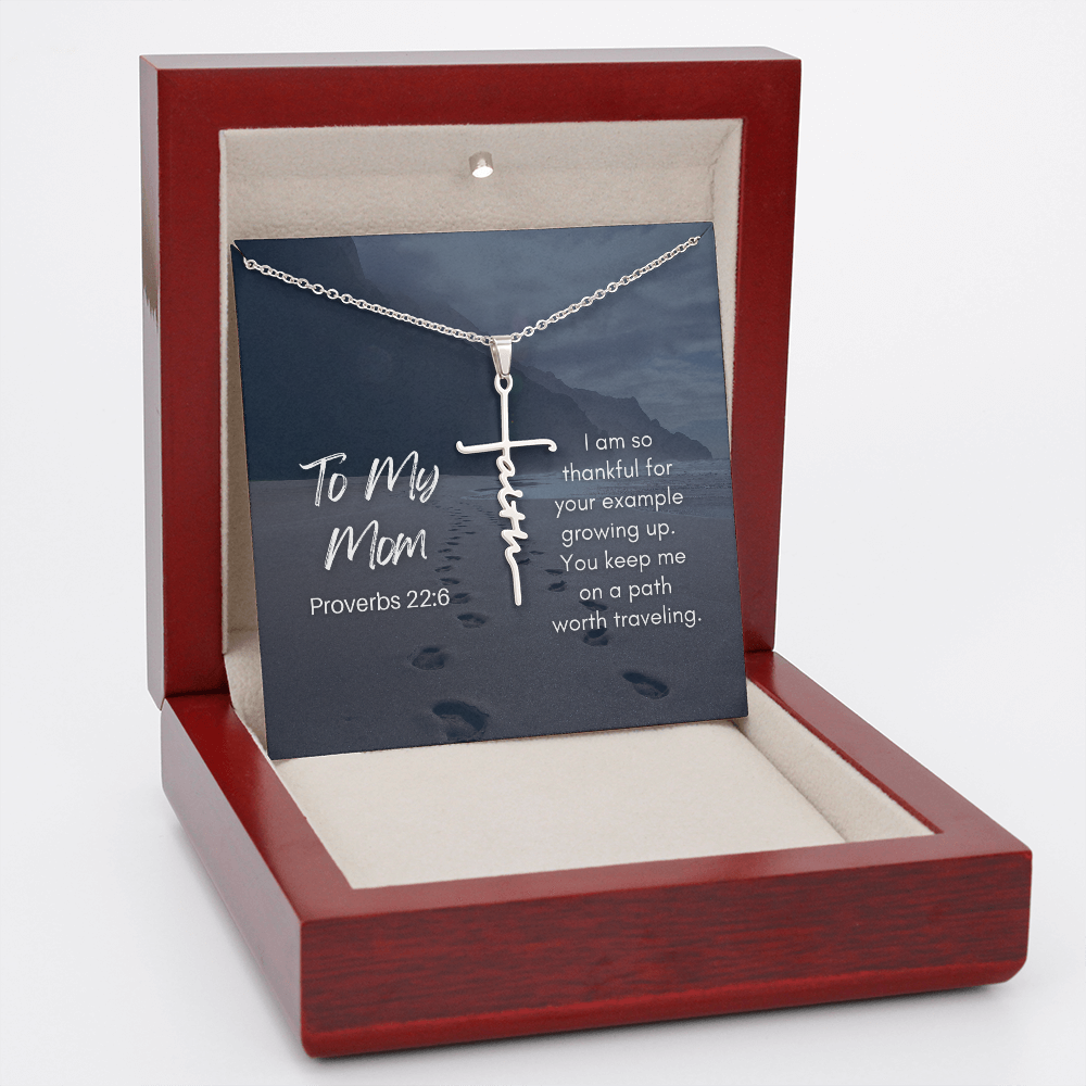 gift for Christian mother cross necklace and card for mother's day 