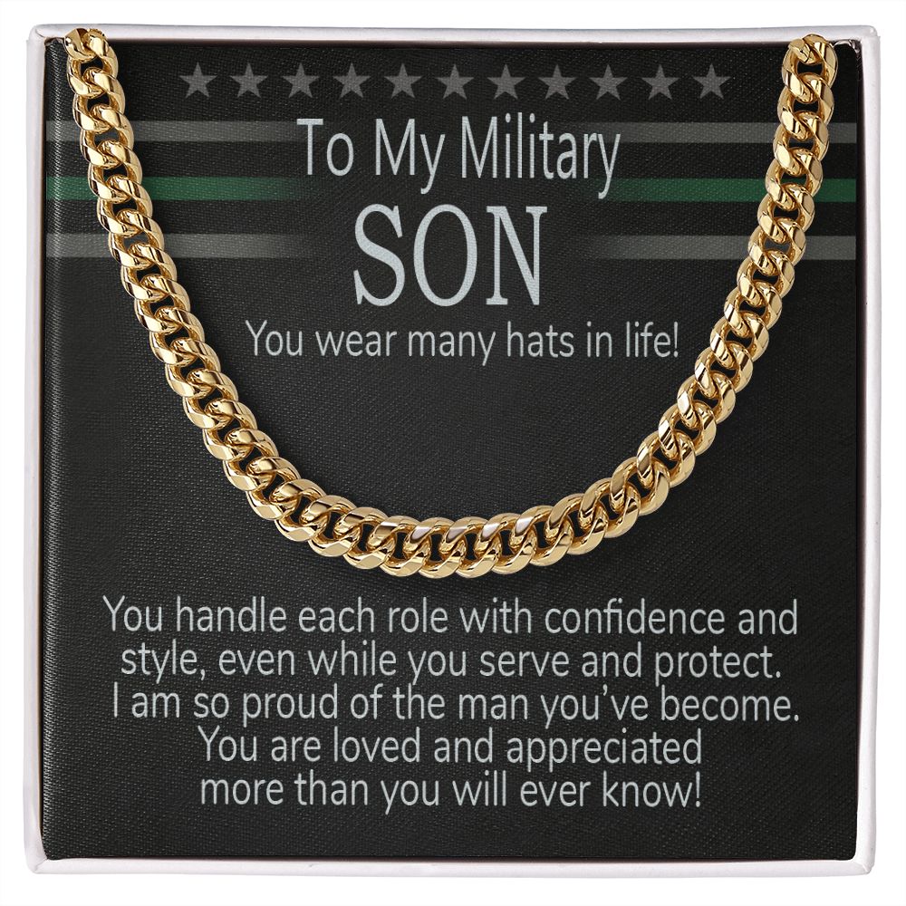 Military Son Gold cuban chain birthday gift birthday