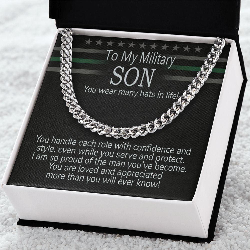 Proud Of The Man You've Become Military Son Cuban Chain Necklace