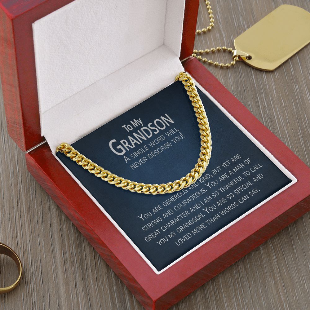 So Thankful To Call You My Grandson Card 14k Gold Necklace Gift
