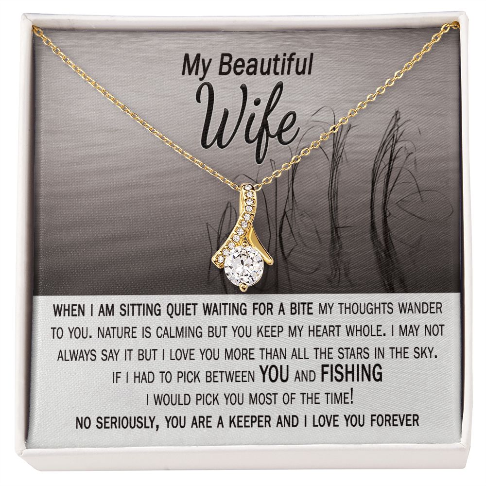Funny valentine's day card and necklace gift for wife from fishing husband